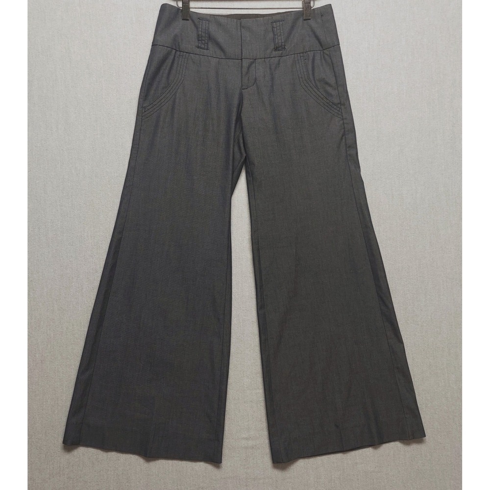 Billy Blues Dress Pants Womens 8 Wide Leg Charcoal Gray Stretch Career Workwear